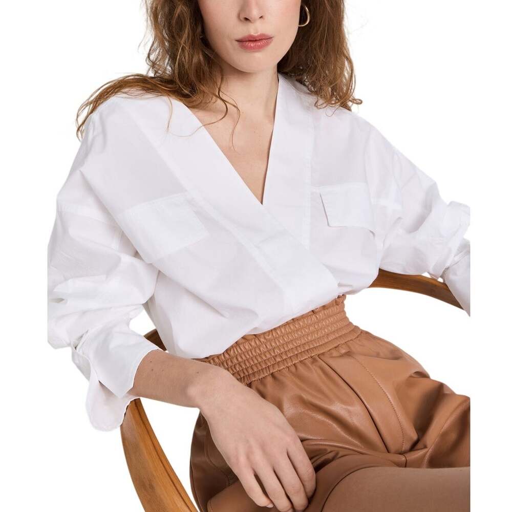 A.L.C. Colette Deep V-Neck Blouse White Size 0